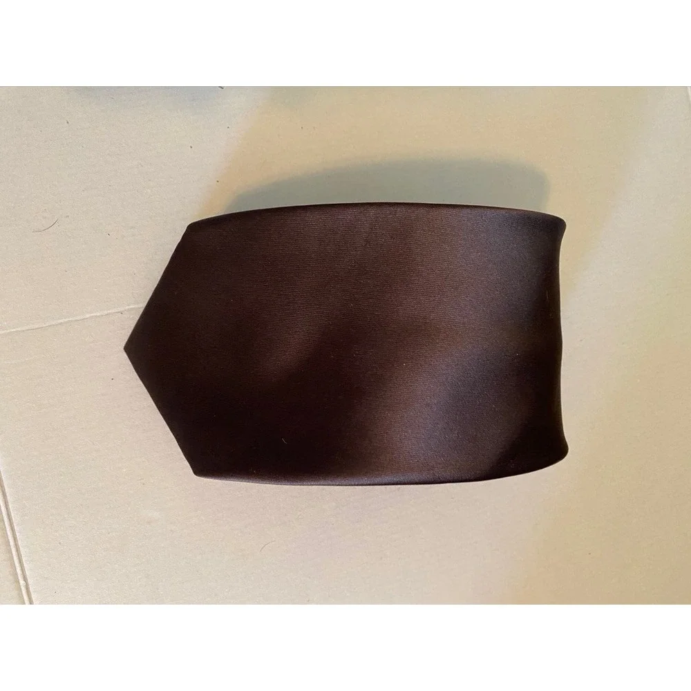 George Mens Necktie Chocolate Brown Solid Satin Finish Formal Wedding Tie